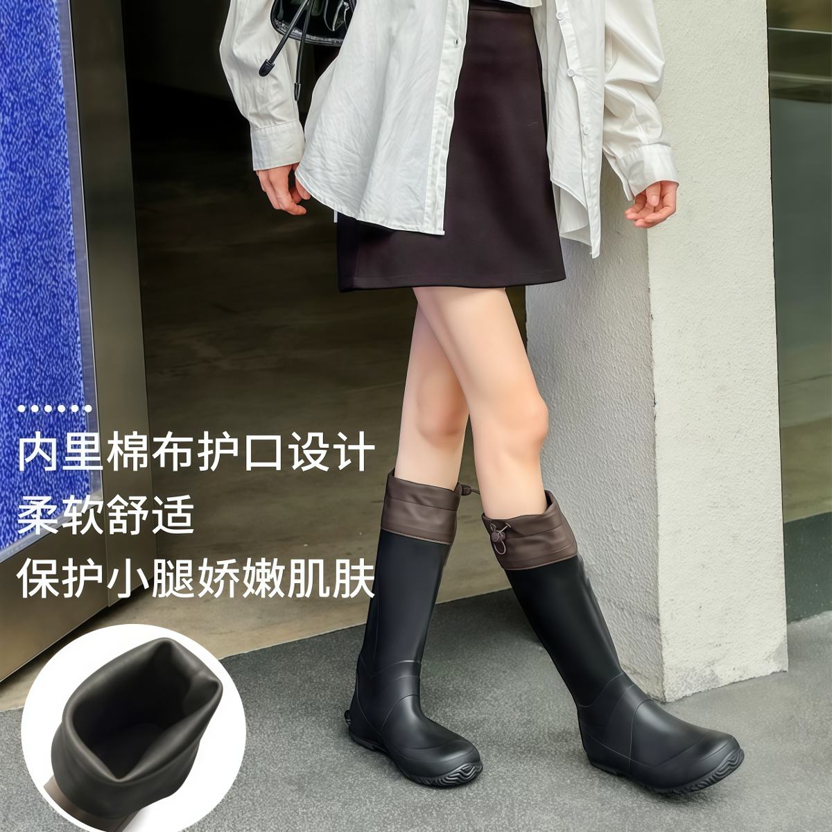 武汉雨具网·雨鞋女长筒户外雨林徒步防滑防水软底时尚水靴·产品图2