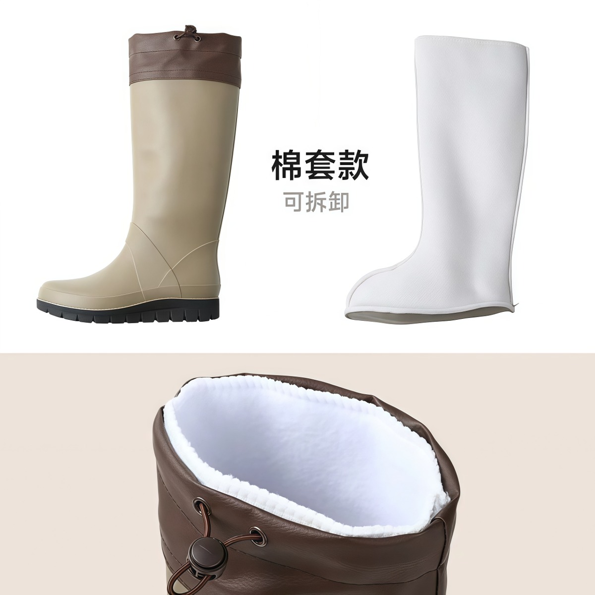 武汉雨具网·雨鞋女款户外折叠情侣款防水胶鞋防滑厚底高筒雨靴露营溯溪鞋·产品图6