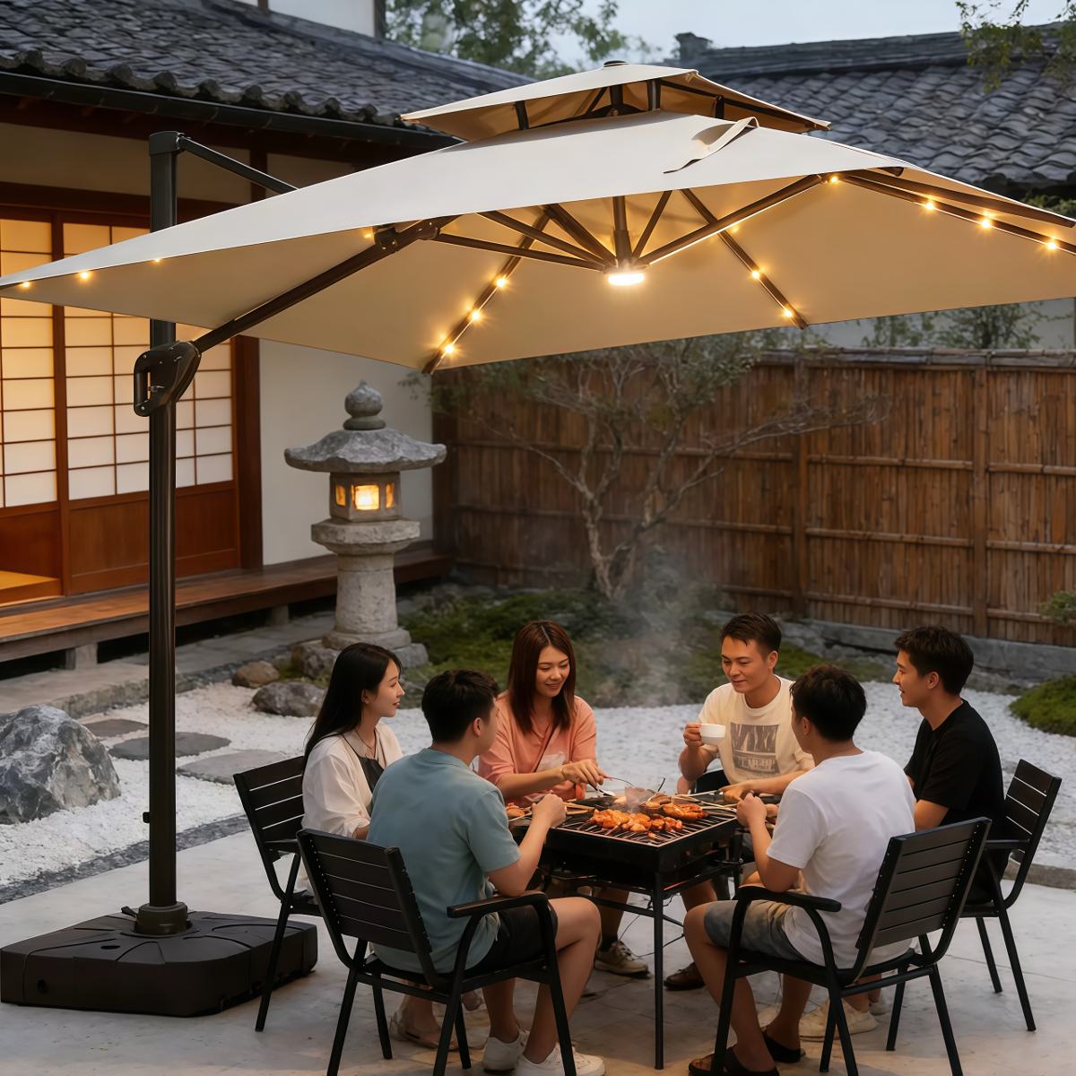 武汉雨具网·户外遮阳伞庭院伞露台阳台大太阳伞双层防雨防晒定制摆摊边柱伞·产品图4