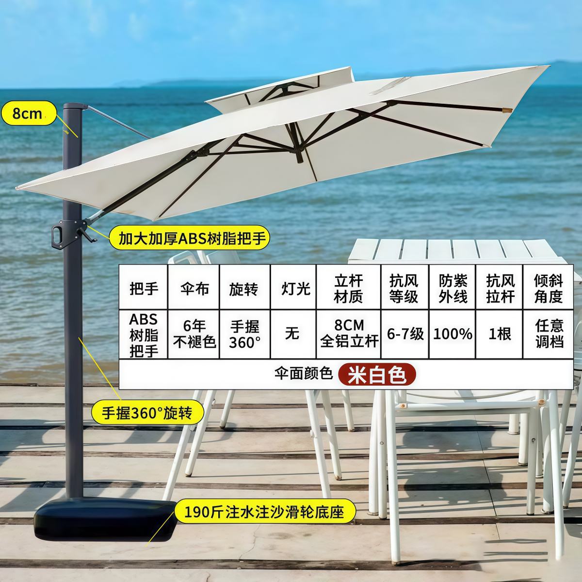 武汉雨具网·户外遮阳伞庭院伞露台阳台大太阳伞双层防雨防晒定制摆摊边柱伞·产品图6
