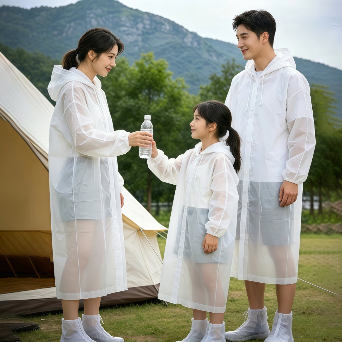 加厚一次性雨衣成人亲子款男女户外登山徒步旅游便携防水雨披儿童