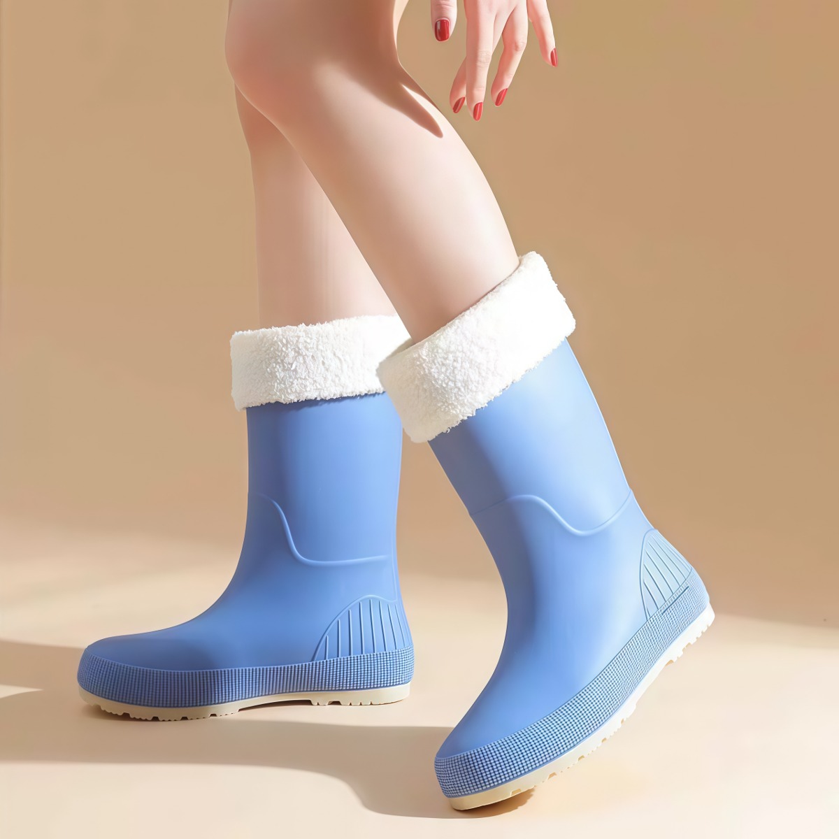 武汉雨具网·雨鞋中筒新款防水防滑耐磨加厚水靴套鞋女款时尚外穿厨房胶鞋·产品图5