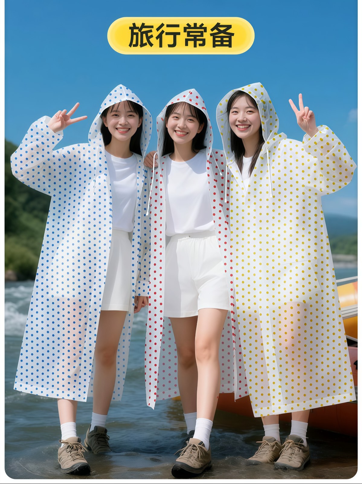 便携雨衣成人女外穿长款全身防暴雨户外徒步旅行加厚一次性雨披 - 详情图