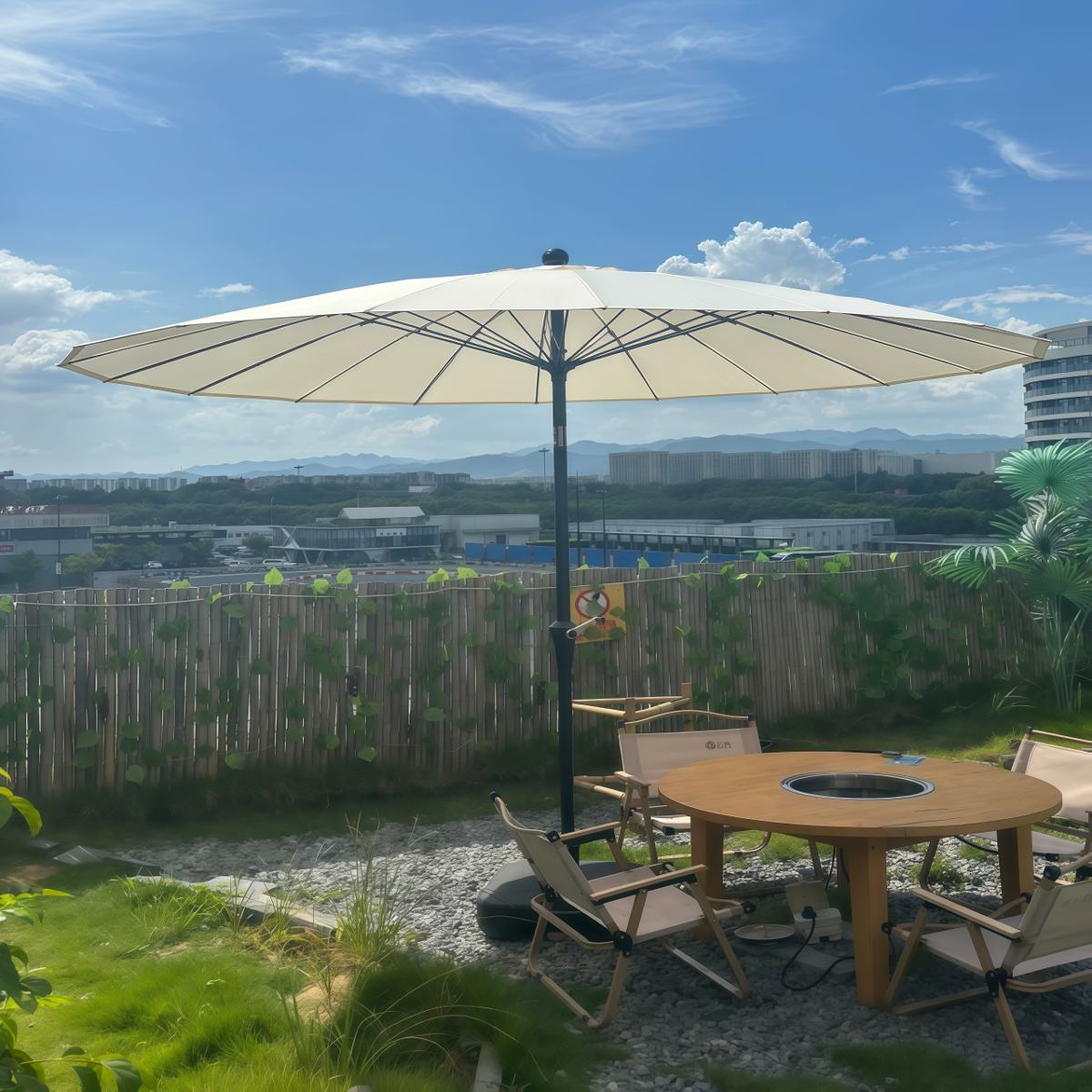 武汉雨具网·户外中柱伞庭院伞商用摆摊伞太阳伞休闲民宿景区花园伞玻纤遮阳伞·产品图4