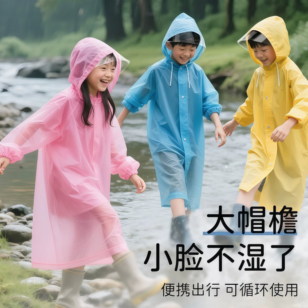 武汉雨具网·儿童雨衣便携一次性加厚长款全身防暴雨户外男女孩雨披上学生专用·产品图2