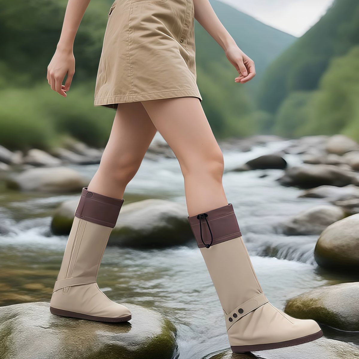 武汉雨具网·雨鞋女款新款防水鞋套防滑加厚耐磨登山户外徒步成人赶海专用雨靴·产品图5