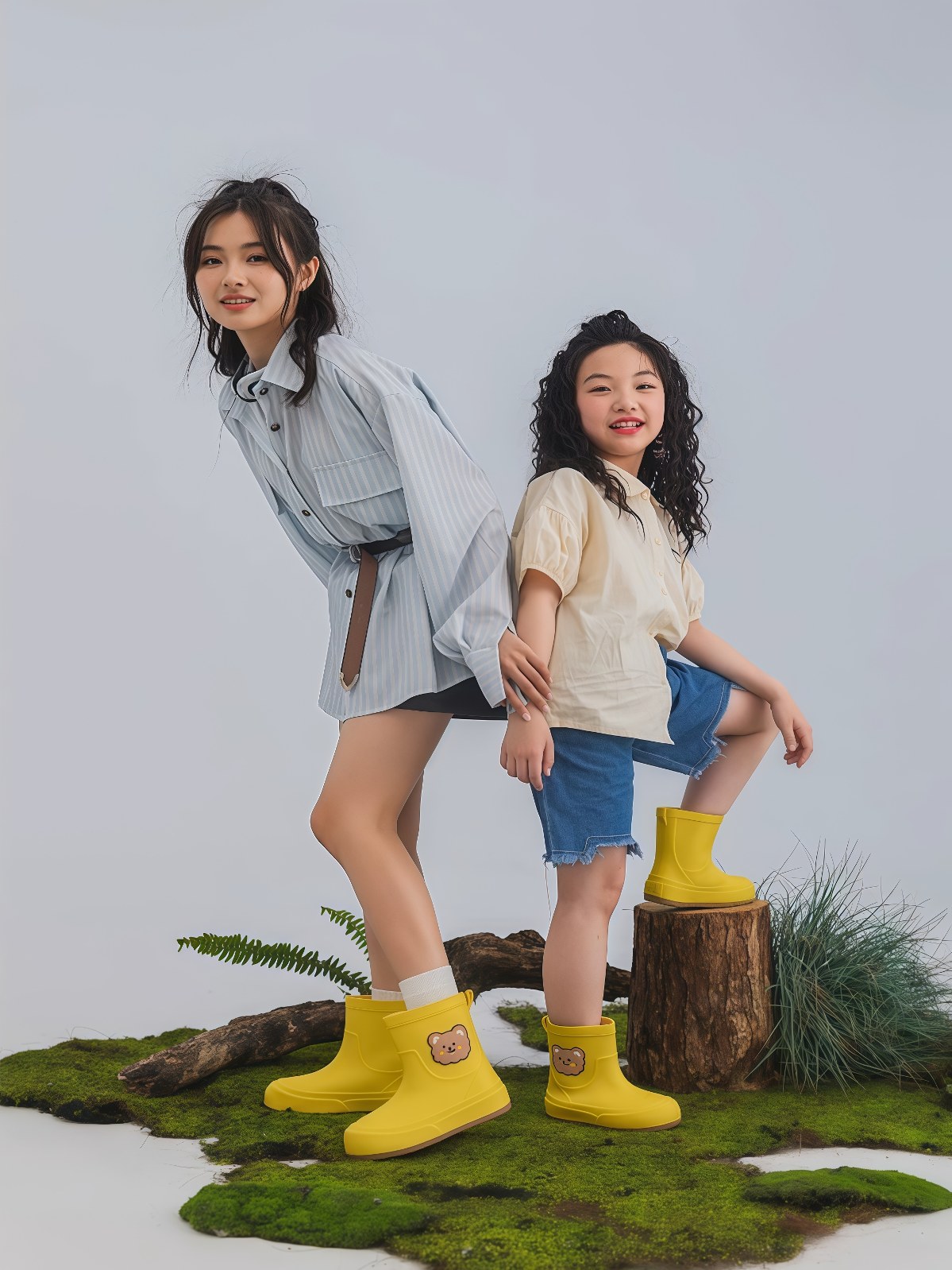亲子雨鞋女款外穿加厚防水防滑雨靴露营赶海涉水胶鞋可爱儿童水靴 - 详情图