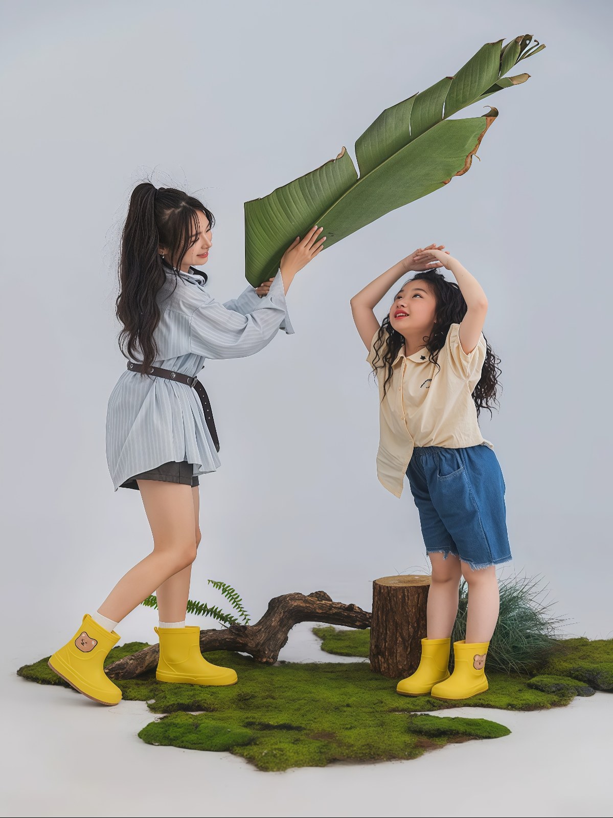 亲子雨鞋女款外穿加厚防水防滑雨靴露营赶海涉水胶鞋可爱儿童水靴 - 详情图