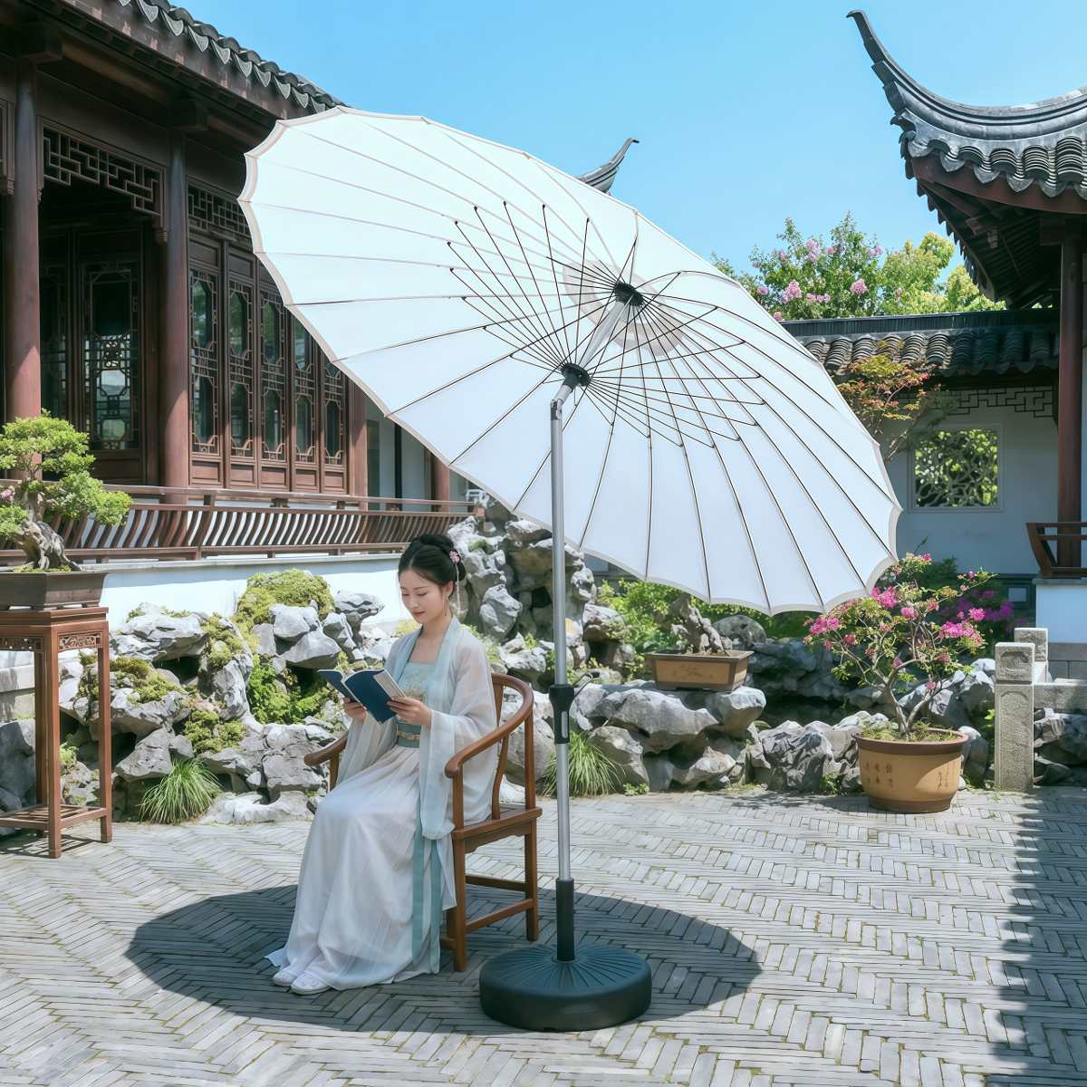 户外庭院天台大遮阳伞太阳伞摆摊防水别墅中柱圆伞广告伞定制logo