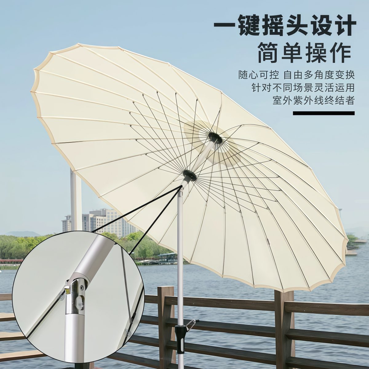 武汉雨具网·户外庭院天台大遮阳伞太阳伞摆摊防水别墅中柱圆伞广告伞定制logo·产品图3