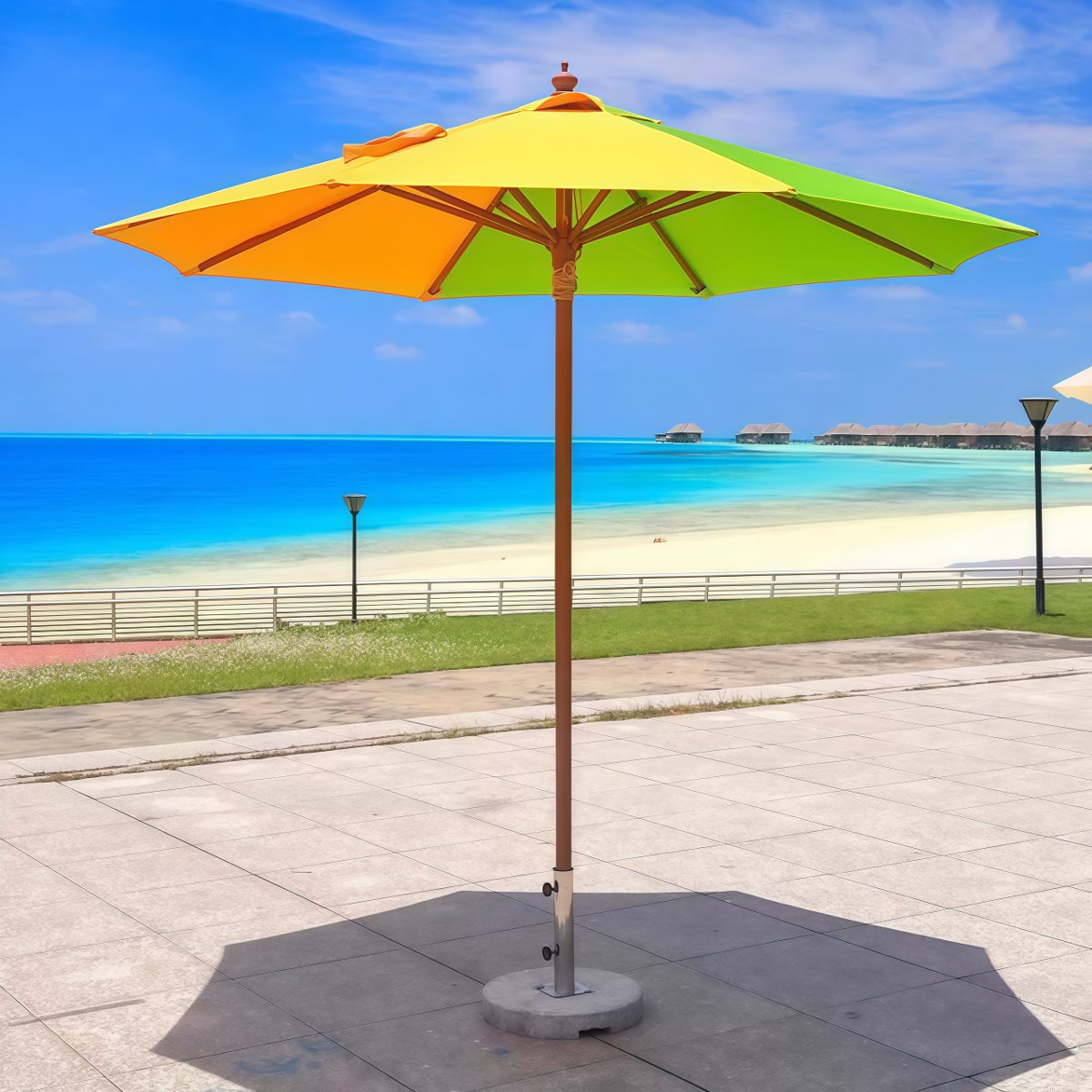 武汉雨具网·户外遮阳伞海边沙滩网红太阳伞拼色中柱伞别墅民宿酒店泳池大型伞·产品图6
