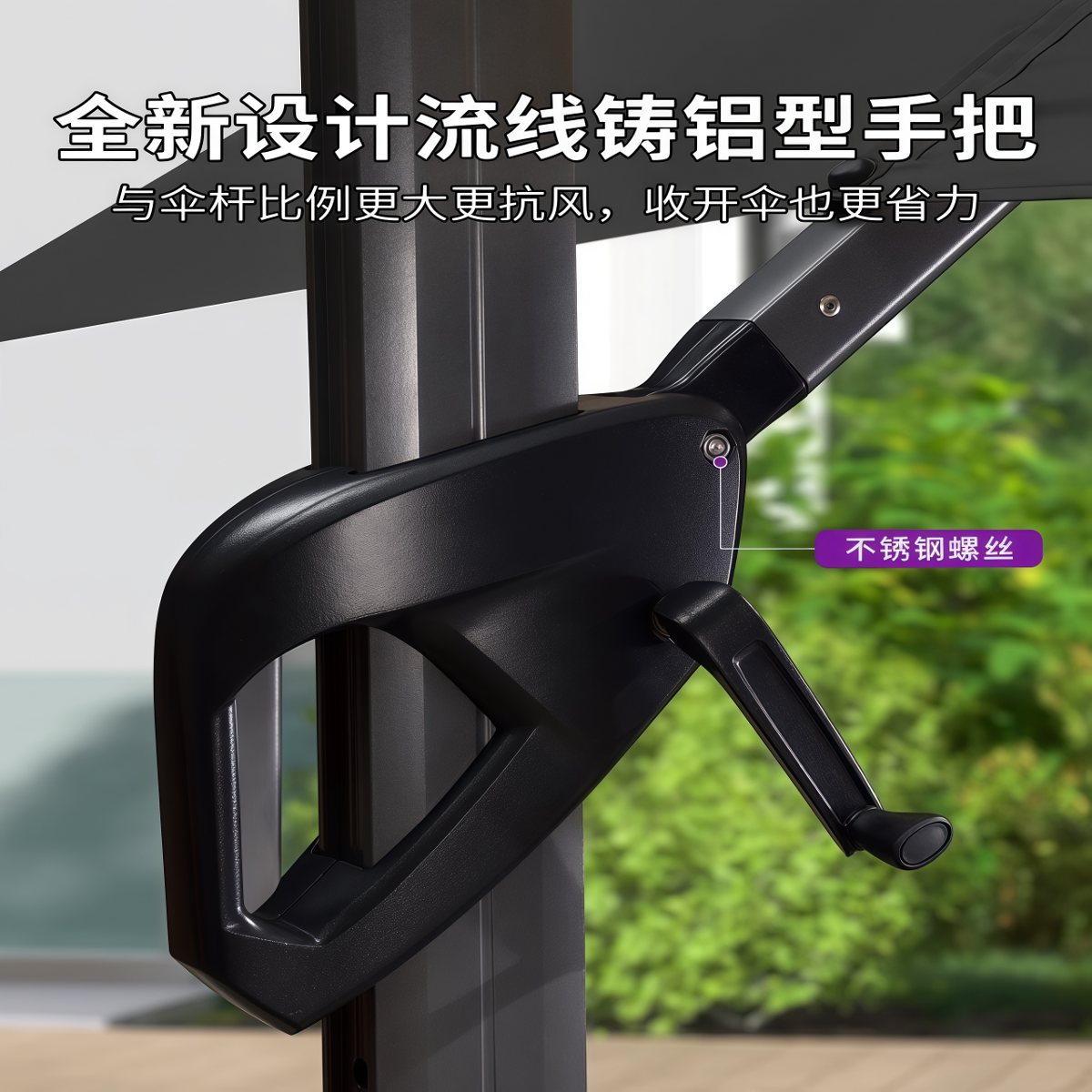 武汉雨具网·户外遮阳伞商用高端花园庭院伞大太阳伞别墅户外伞罗马伞黑色·产品图3
