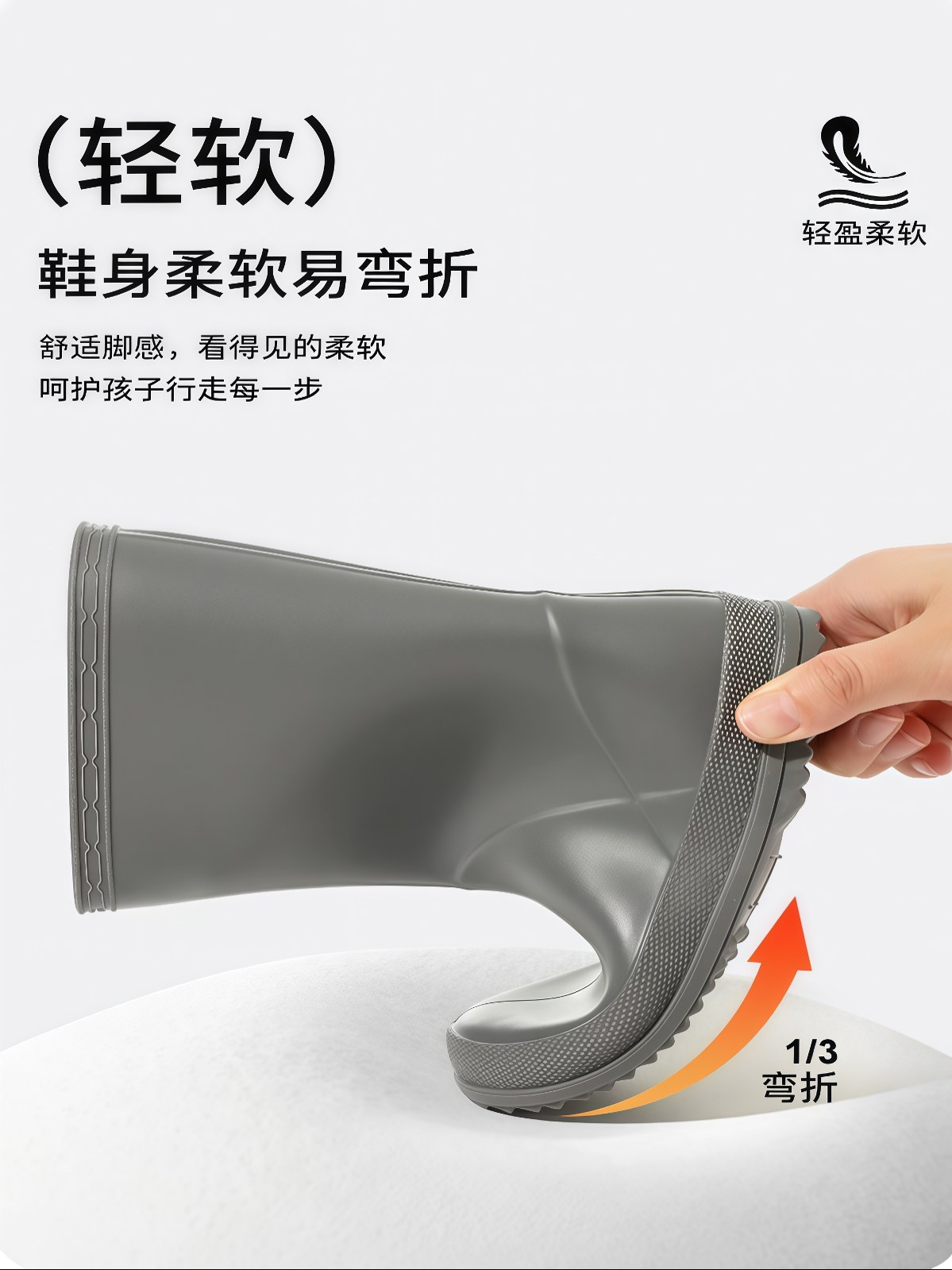 儿童雨鞋新款简约纯色高筒软底防滑户外男童2-8幼儿女童防水鞋 - 详情图