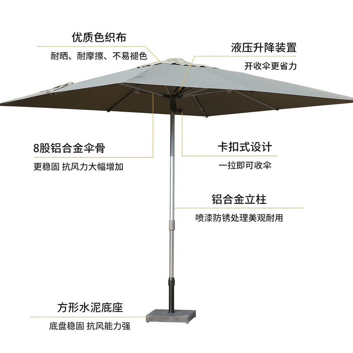 武汉雨具网·户外遮阳伞大型铝合金沙滩伞室外庭院太阳伞酒店花园遮阳伞·产品图4