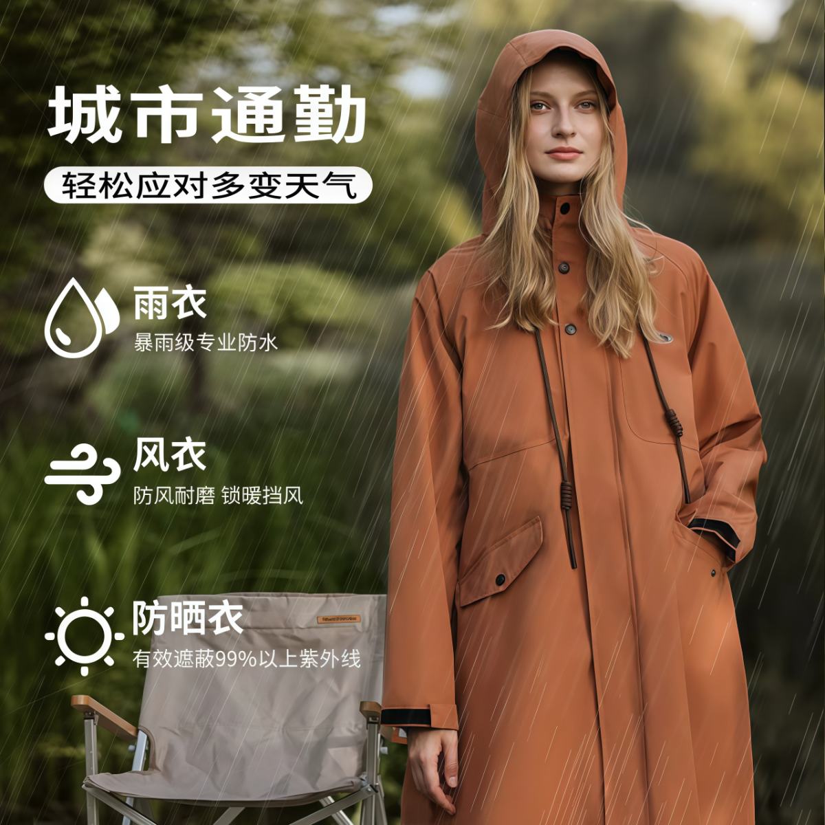 武汉雨具网·雨衣户外女长款全身防暴雨骑行徒步雨衣成人外穿雨衣男款单人雨披·产品图4