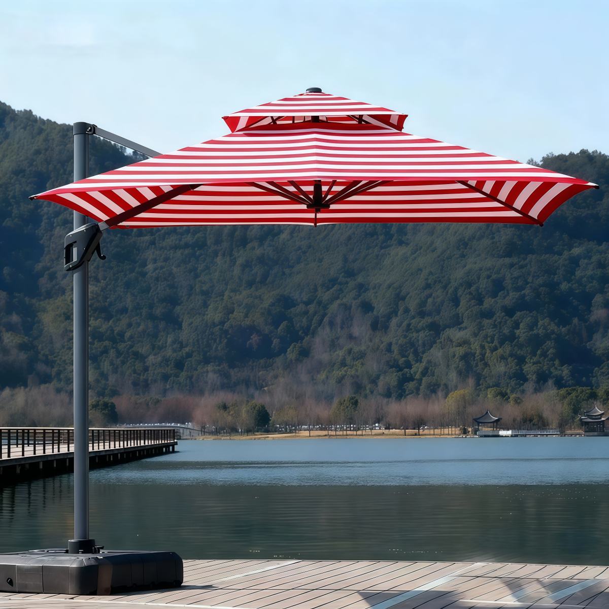 武汉雨具网·咖啡厅奶茶店商用店铺外摆遮阳灯伞定制露台户外大型花园庭院子伞·产品图3