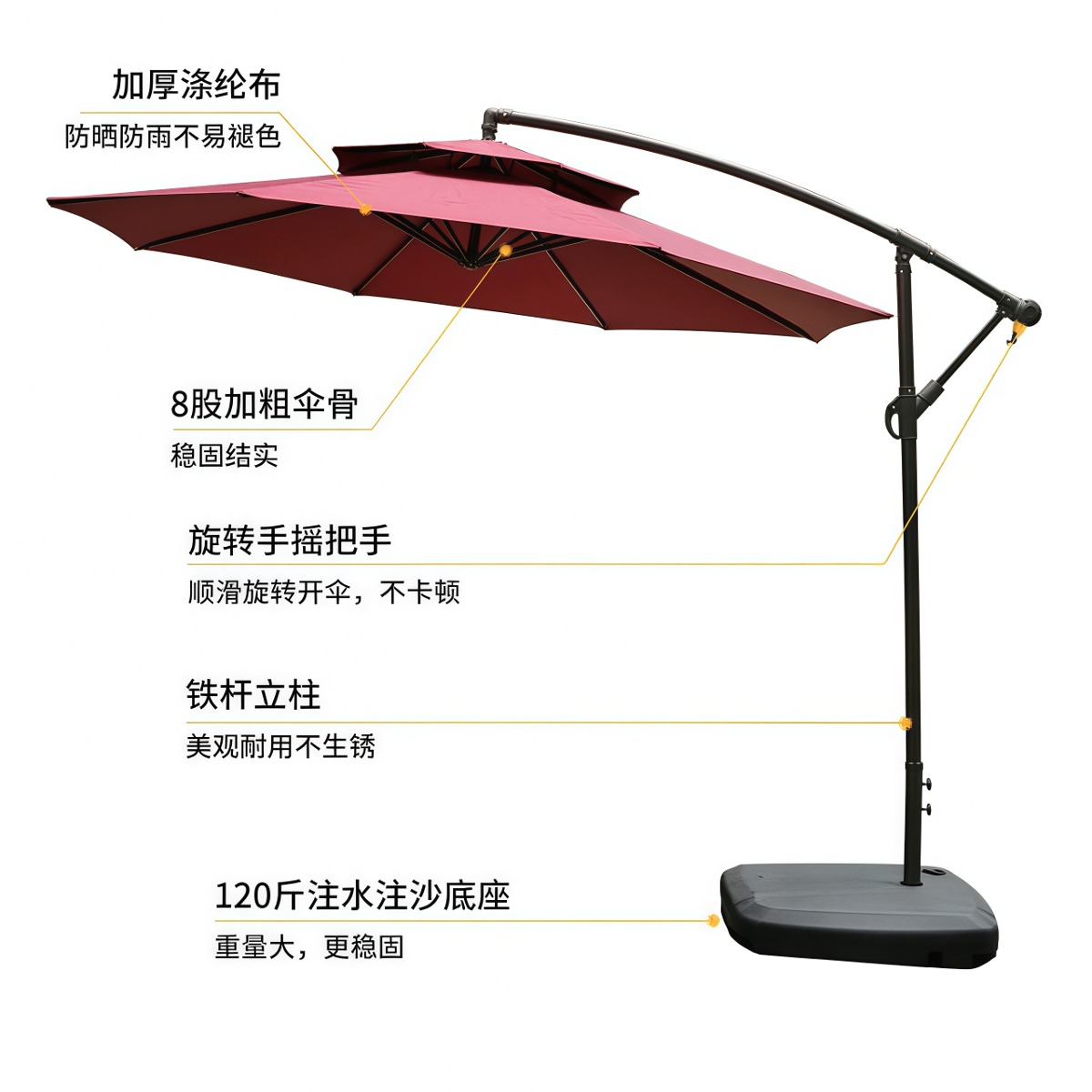 武汉雨具网·户外遮阳伞庭院伞别墅花园伞民宿酒店室外太阳伞露台遮阳伞·产品图3