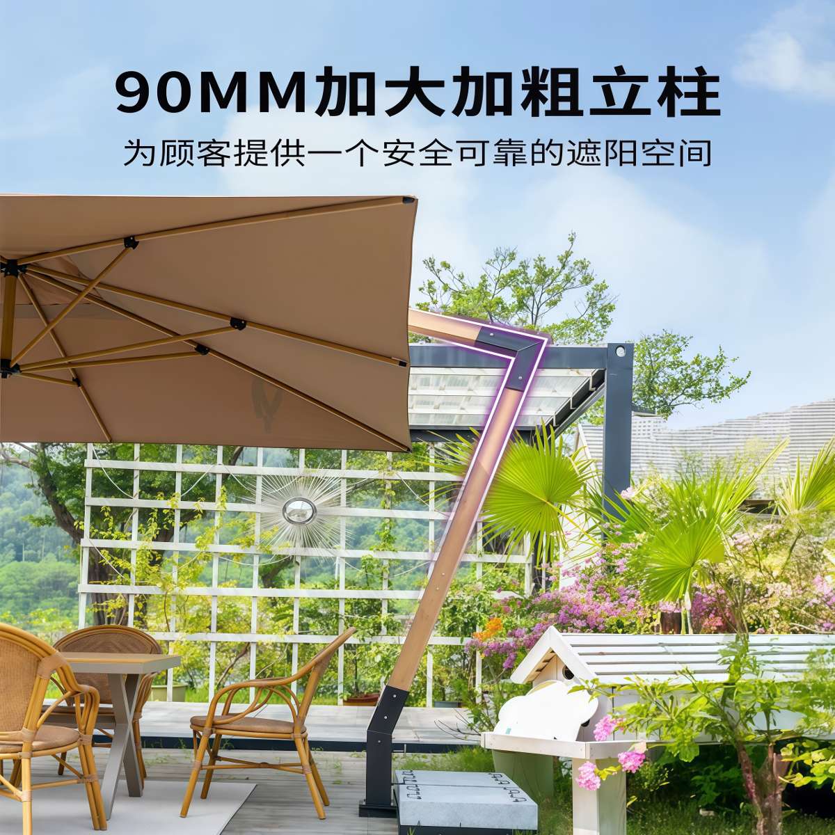 武汉雨具网·户外商用遮阳伞庭院花园咖啡厅商铺门口吊伞酒店罗马伞太阳伞·产品图5