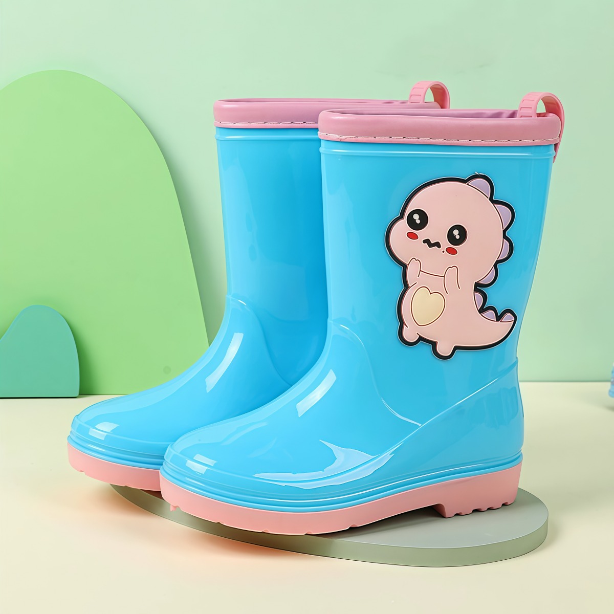 武汉雨具网·中筒儿童雨鞋卡通恐龙水靴小孩防滑可爱雨靴耐磨时尚宝宝踩水套鞋·产品图5