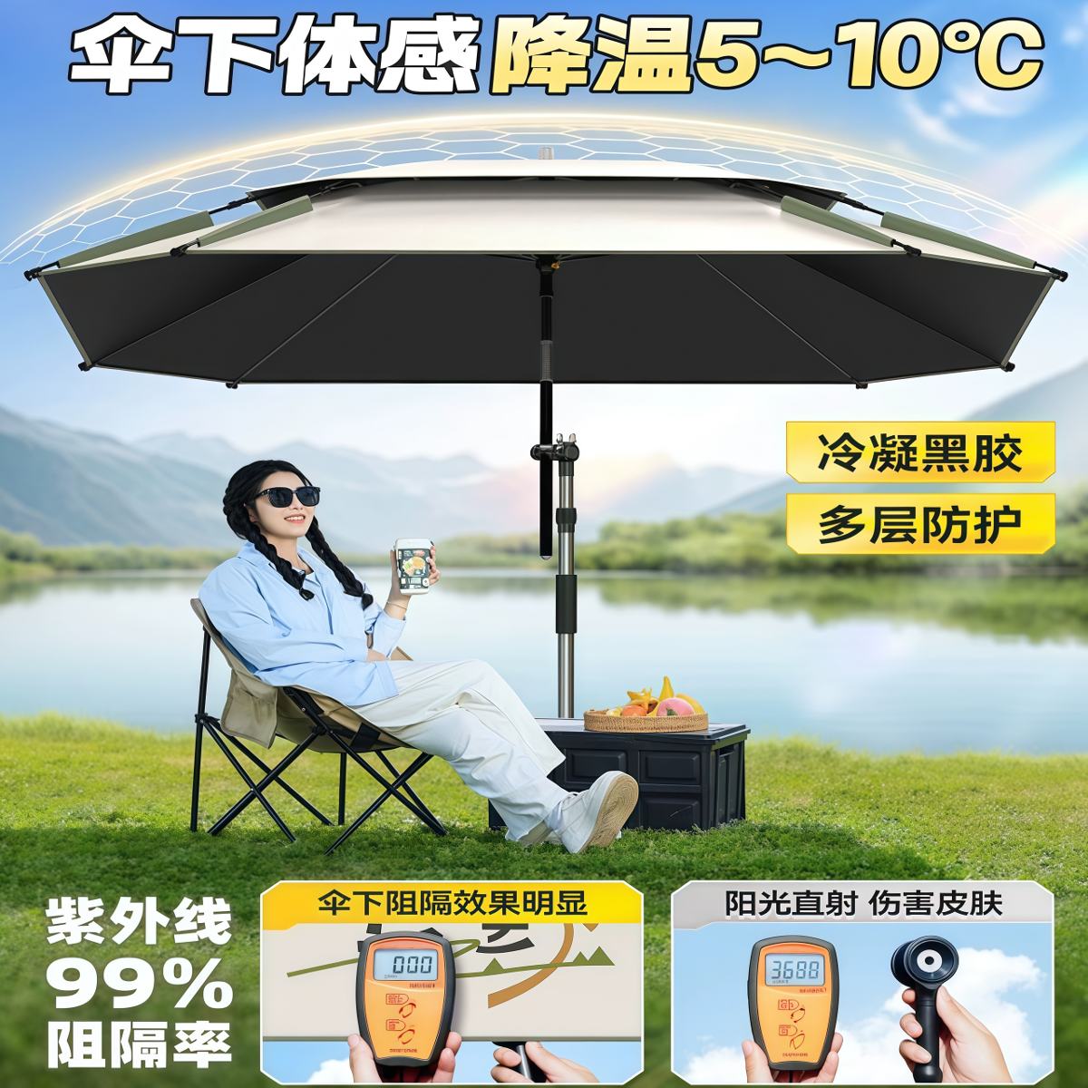 武汉雨具网·钓鱼伞大伞户外摆摊太阳伞大号雨伞地摊广告伞庭院伞露营伞·产品图2