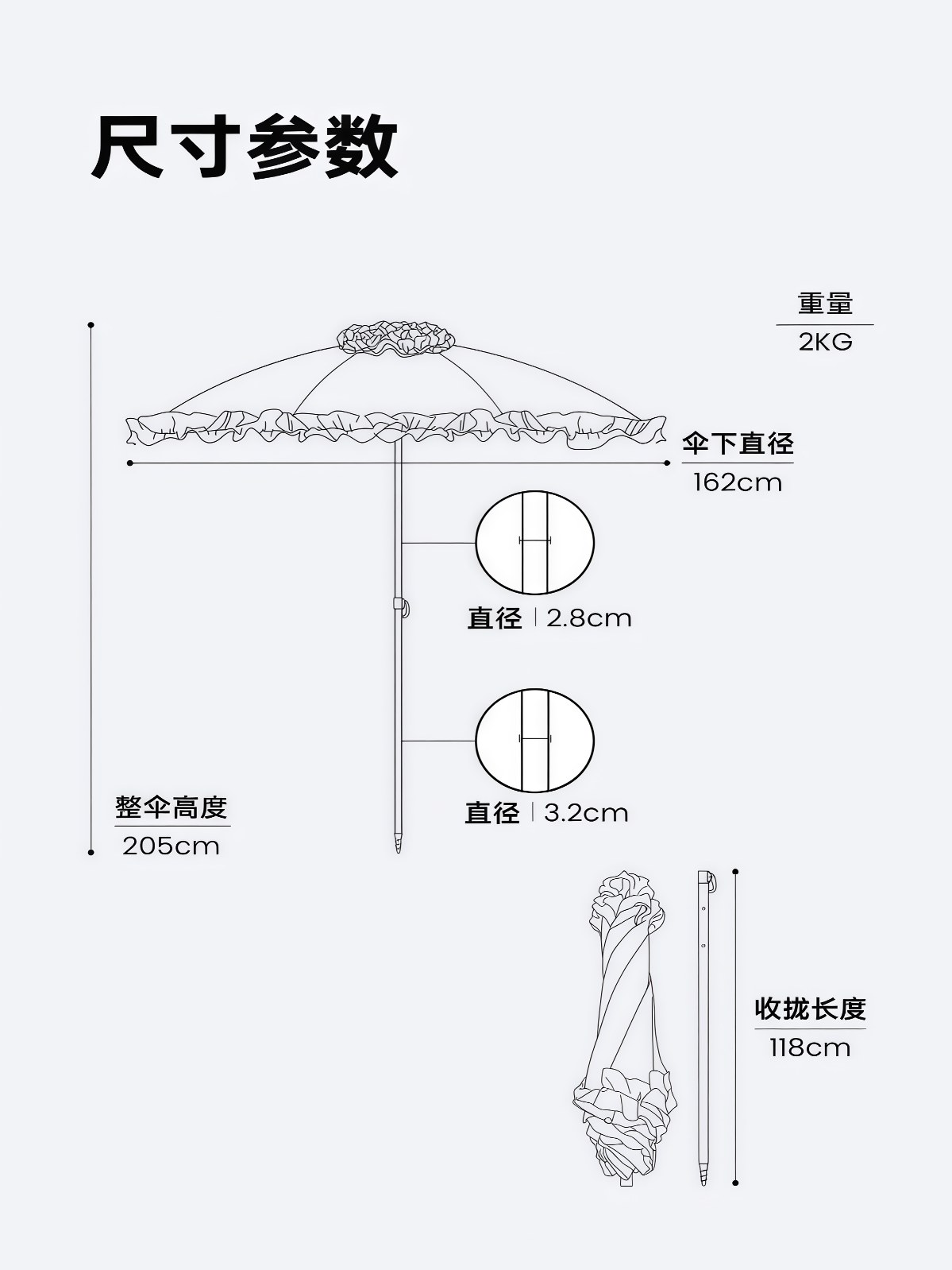 文艺花边伞户外伞防晒遮阳太阳伞拍照网红装饰氛围感 - 详情图