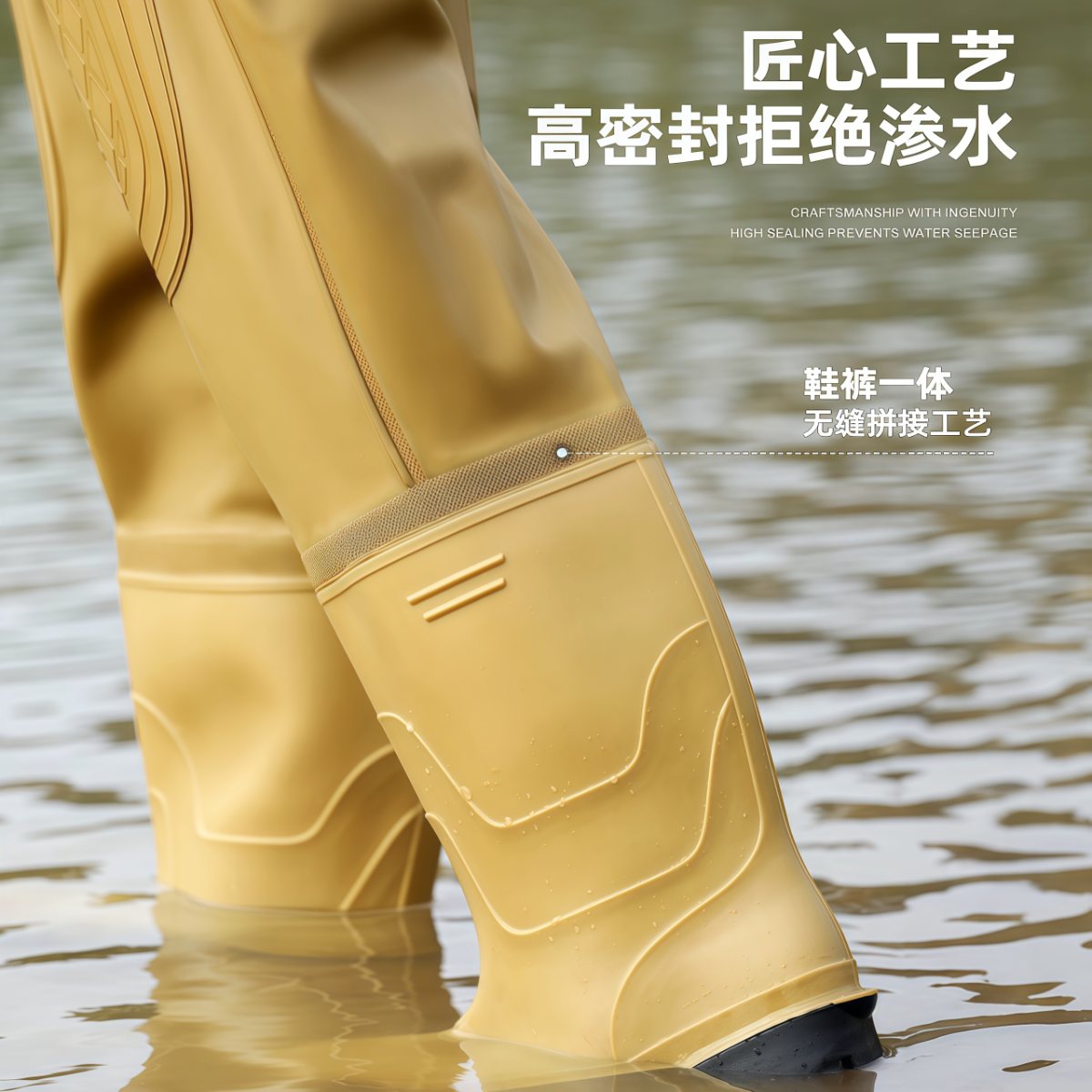 武汉雨具网·下水裤连体雨裤带雨鞋半身防水衣服赶海捕鱼抓鱼全身皮叉加厚耐磨·产品图4