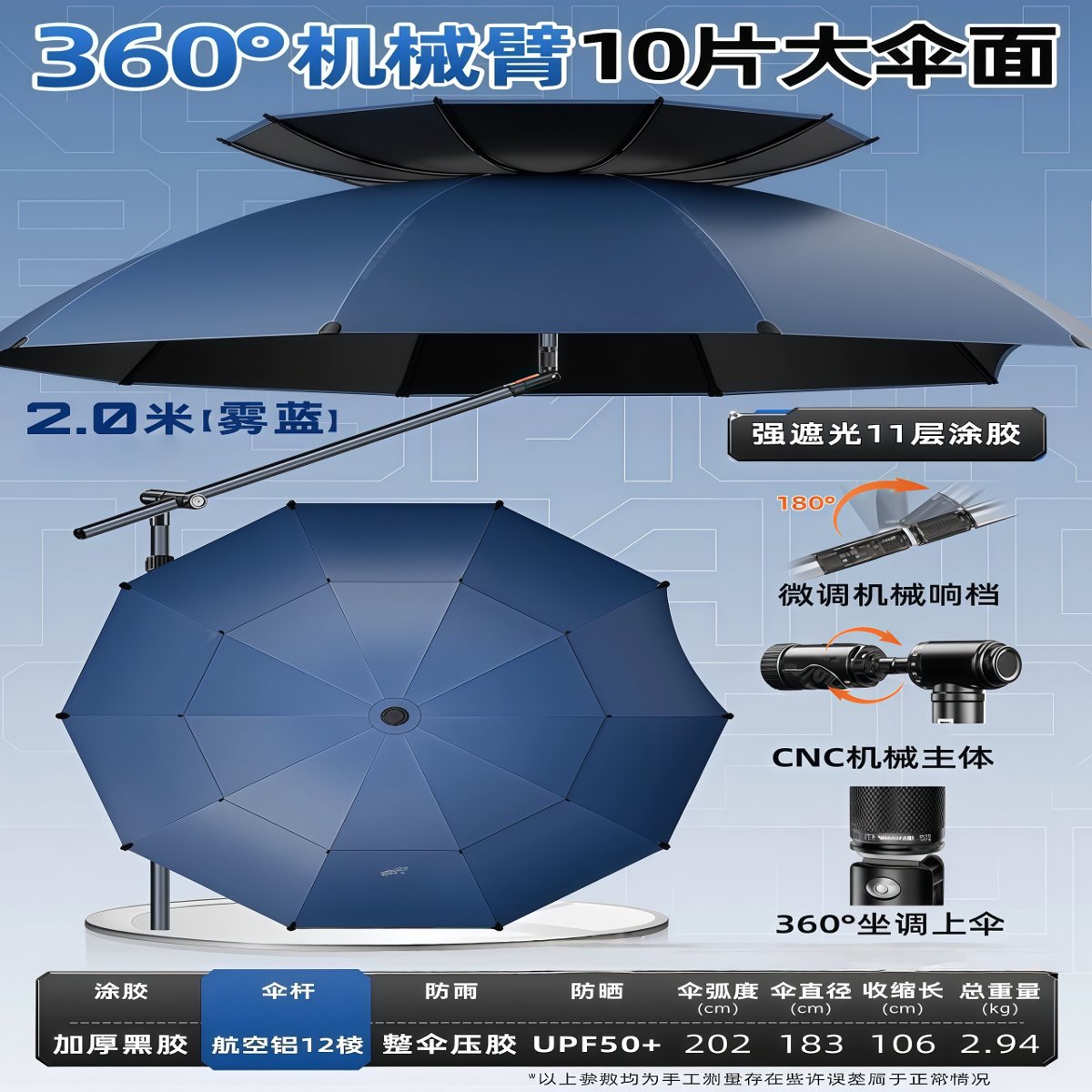 武汉雨具网·摆摊专用雨伞大型户外遮阳伞加厚黑胶防晒抗大风防雨专用雨伞·产品图6