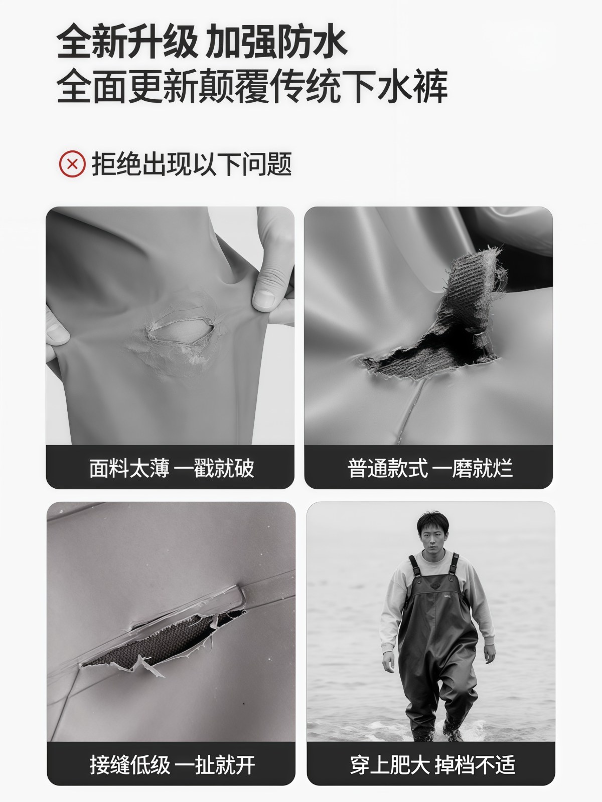 全身加厚下水裤男士新款防水裤水鞋连体抓鱼雨裤赶海连体裤 - 详情图