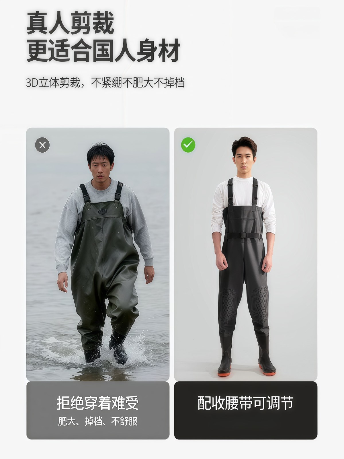 全身加厚下水裤男士新款防水裤水鞋连体抓鱼雨裤赶海连体裤 - 详情图