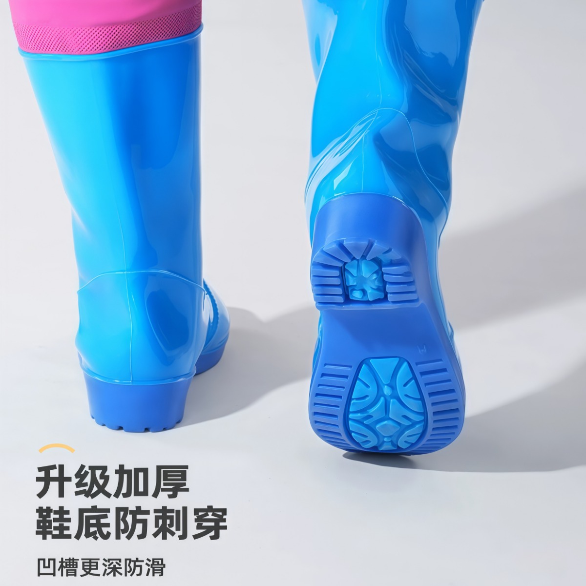 武汉雨具网·女款下水裤赶海装备成人防水衣下半身涉水服水叉水鞋连体全身雨裤·产品图5