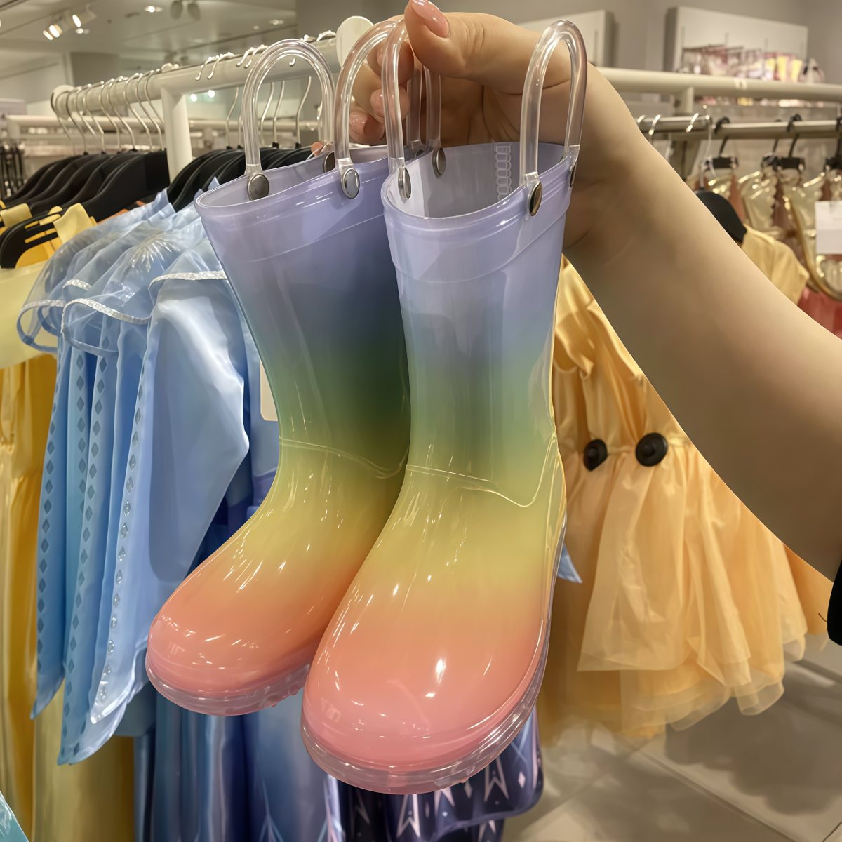 学生儿童雨鞋轻便大码宝宝防滑防水中筒雨靴公主彩虹胶鞋