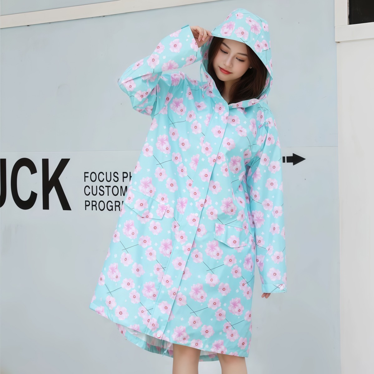 武汉雨具网·防暴雨雨衣女全身长款单人徒步时尚防水外套可爱成人雨披衣服式潮·产品图3