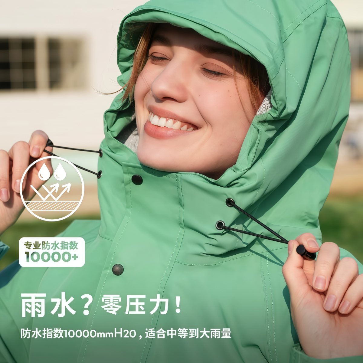 武汉雨具网·全天候风雨衣女风衣中长新款时尚户外徒步电动车雨披·产品图3