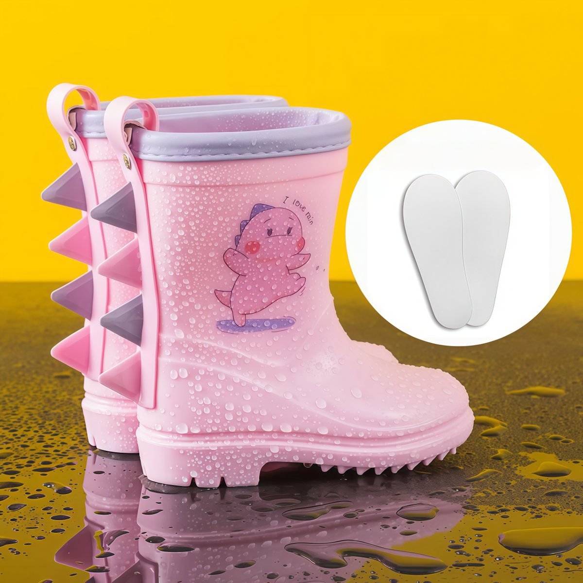 武汉雨具网·儿童雨鞋女孩防滑恐龙防水水鞋·产品图5
