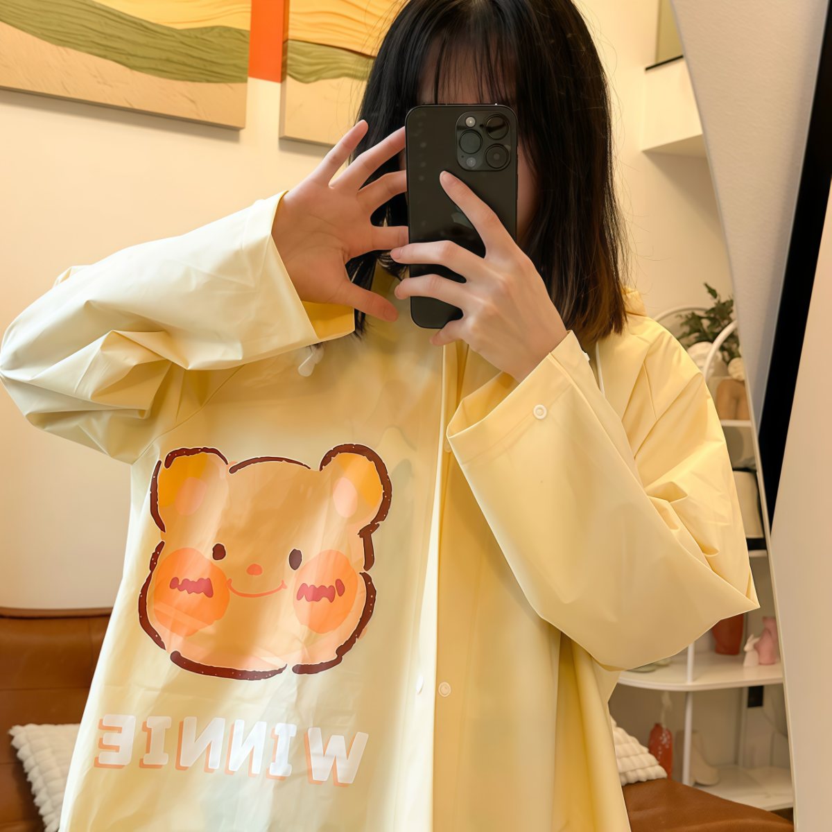 黄油小熊雨衣女款长款全身防暴雨新款电动电瓶车单人连体成人雨披