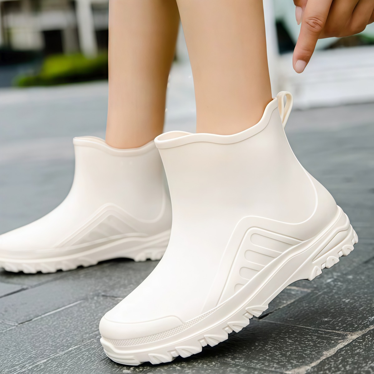 武汉雨具网·德系雨鞋女款防滑加厚中短筒雨靴加绒舒服防水洗车厨房低筒水胶鞋·产品图3