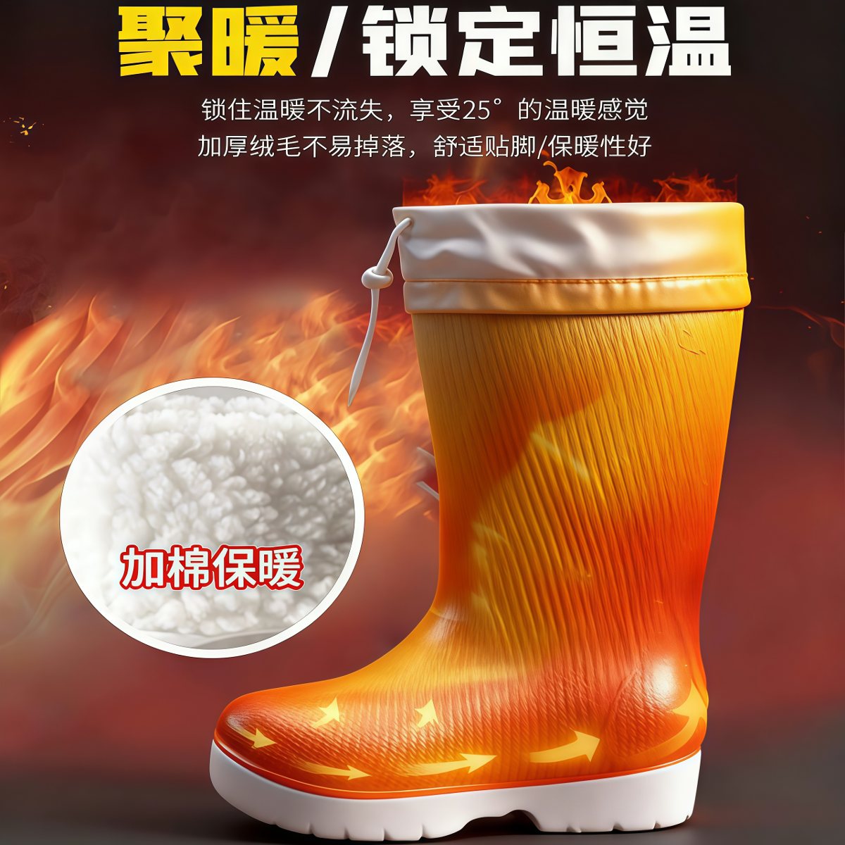 武汉雨具网·泡沫防滑水鞋雨鞋防水鞋男棉靴子男款水靴女士胶鞋棉靴加绒冬·产品图4