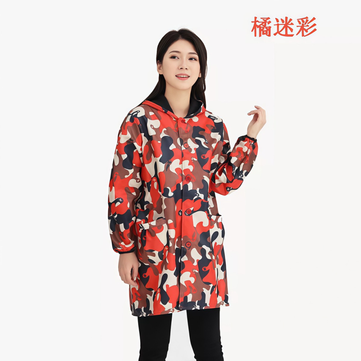 武汉雨具网·加大号雨衣外套大人卖菜罩衣女加绒加厚时尚韩版摆摊长袖·产品图6