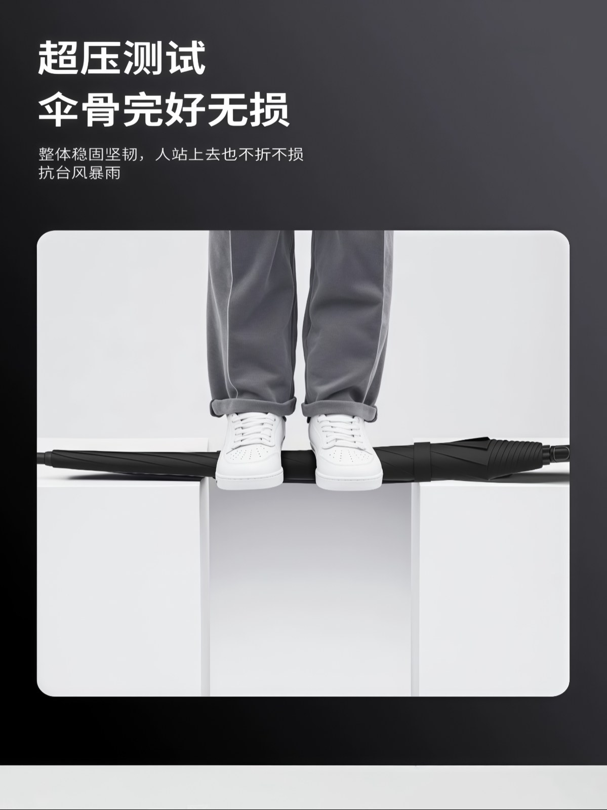 长柄雨伞双层加大加厚加固自动防风暴雨专用男士结实定制直杆大伞 - 详情图