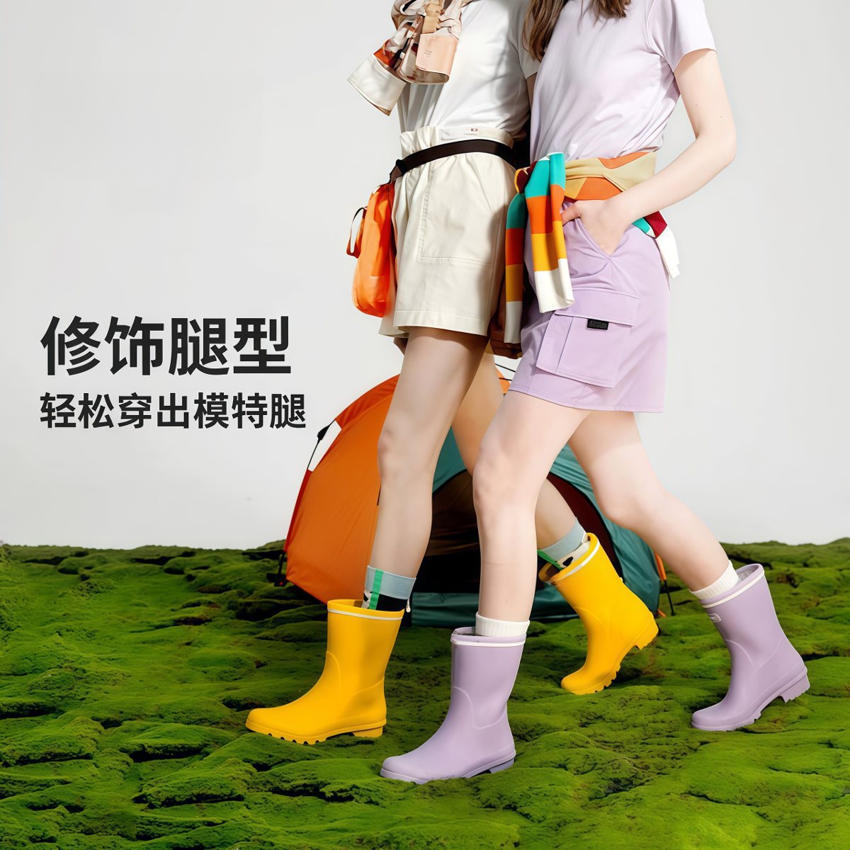 武汉雨具网·马卡龙雨靴时尚防滑水鞋女成人中筒雨鞋外穿胶鞋户外·产品图3