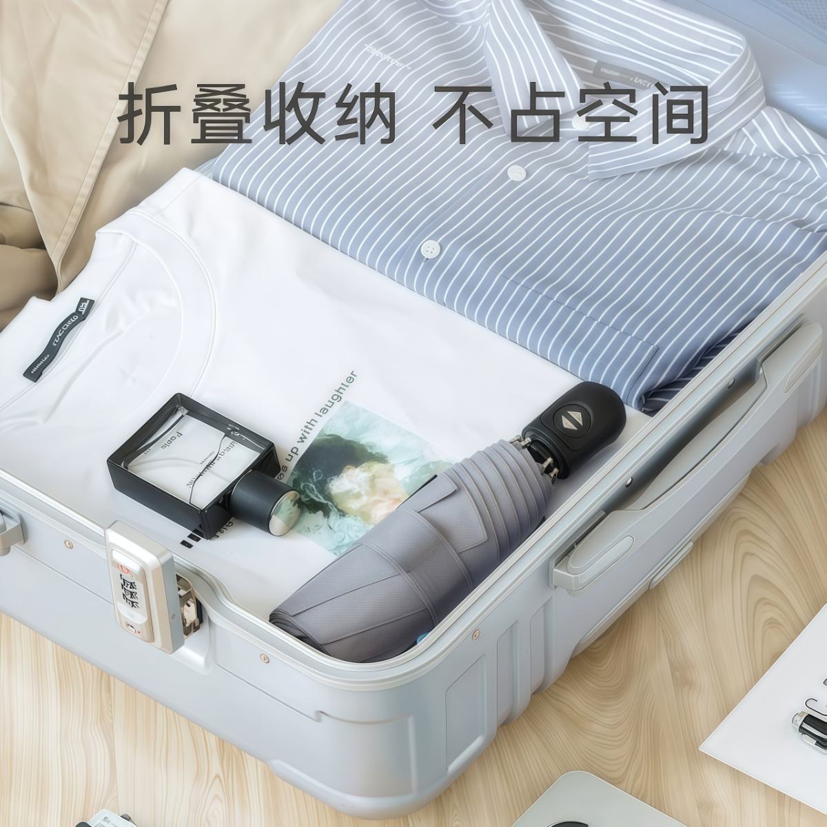 武汉雨具网·迷你全自动折叠雨伞女晴雨两用小巧便携超轻男士抗风五折车载·产品图4