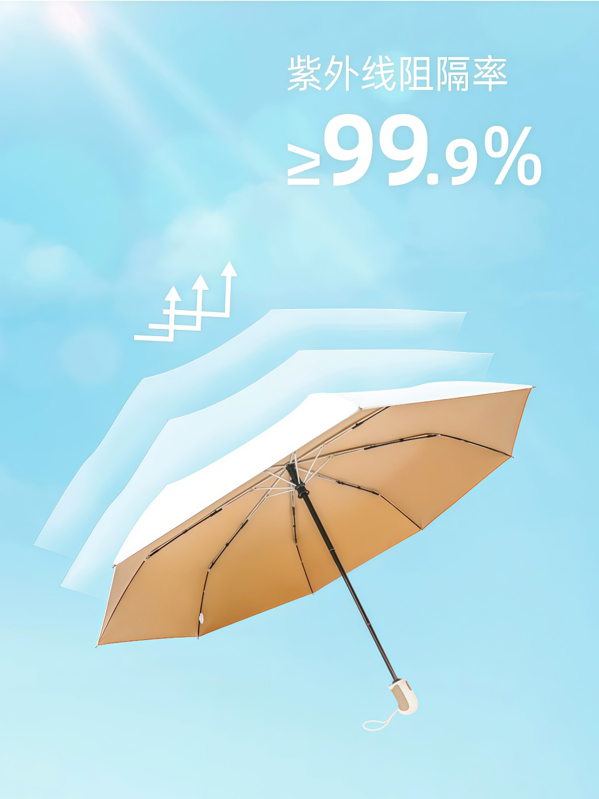 全自动太阳伞双人晴雨伞两用女五折钛金防晒防紫外线遮阳伞小清新 - 详情图