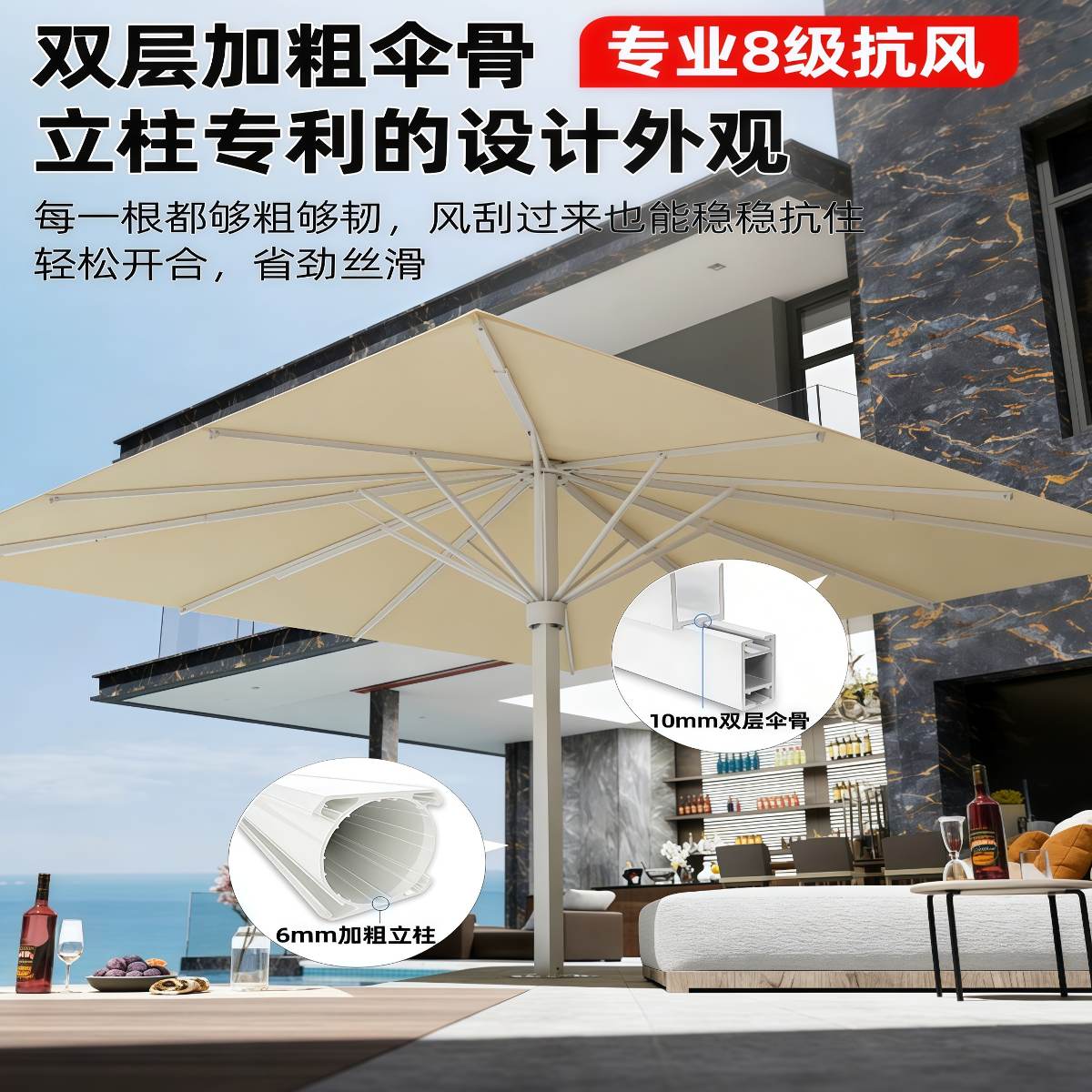 武汉雨具网·户外遮阳伞庭院遮阳棚景区店铺酒店工程商用大型落地伞大伞抗风·产品图2