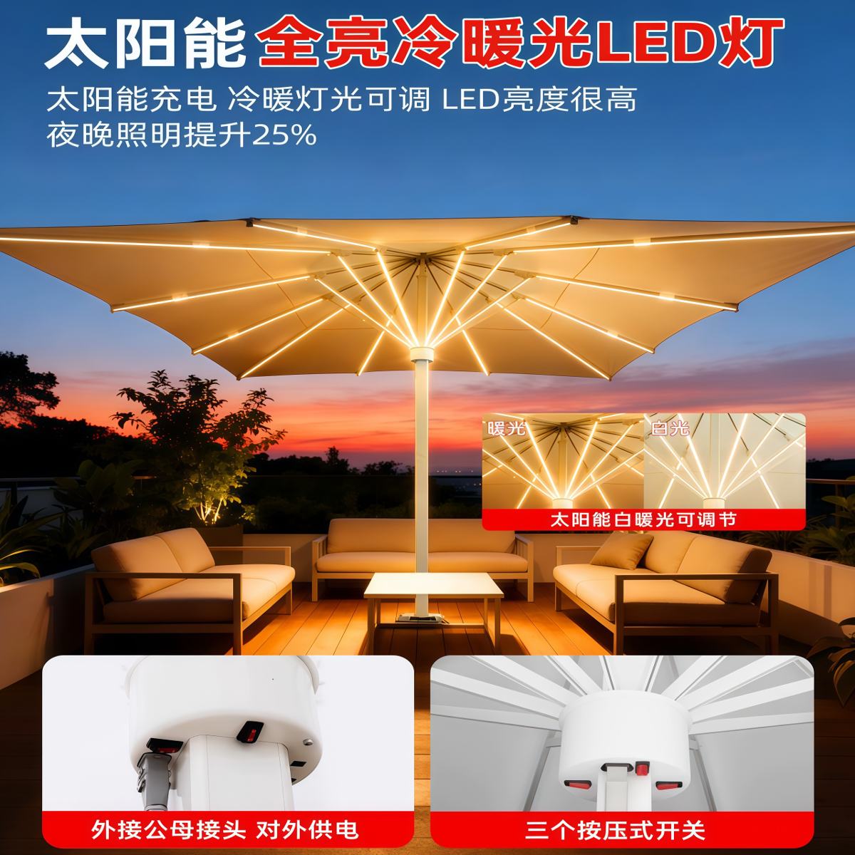 武汉雨具网·户外遮阳伞庭院遮阳棚景区店铺酒店工程商用大型落地伞大伞抗风·产品图3