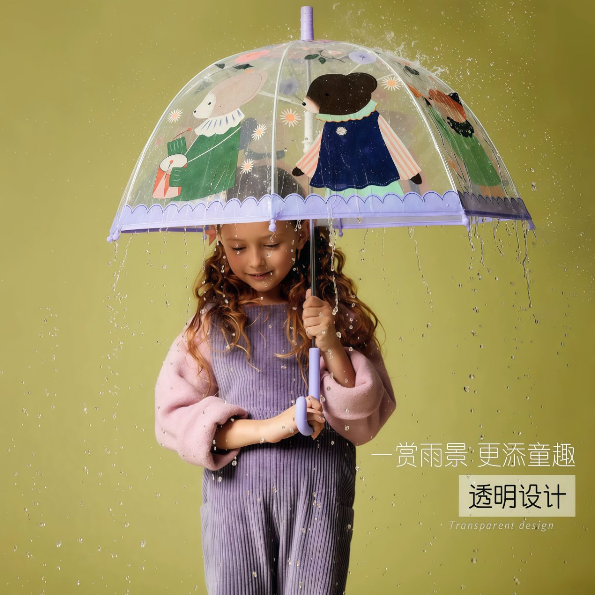 武汉雨具网·儿童雨伞透明女孩小学生幼儿园宝宝可爱轻便安全长柄伞2-8岁·产品图4