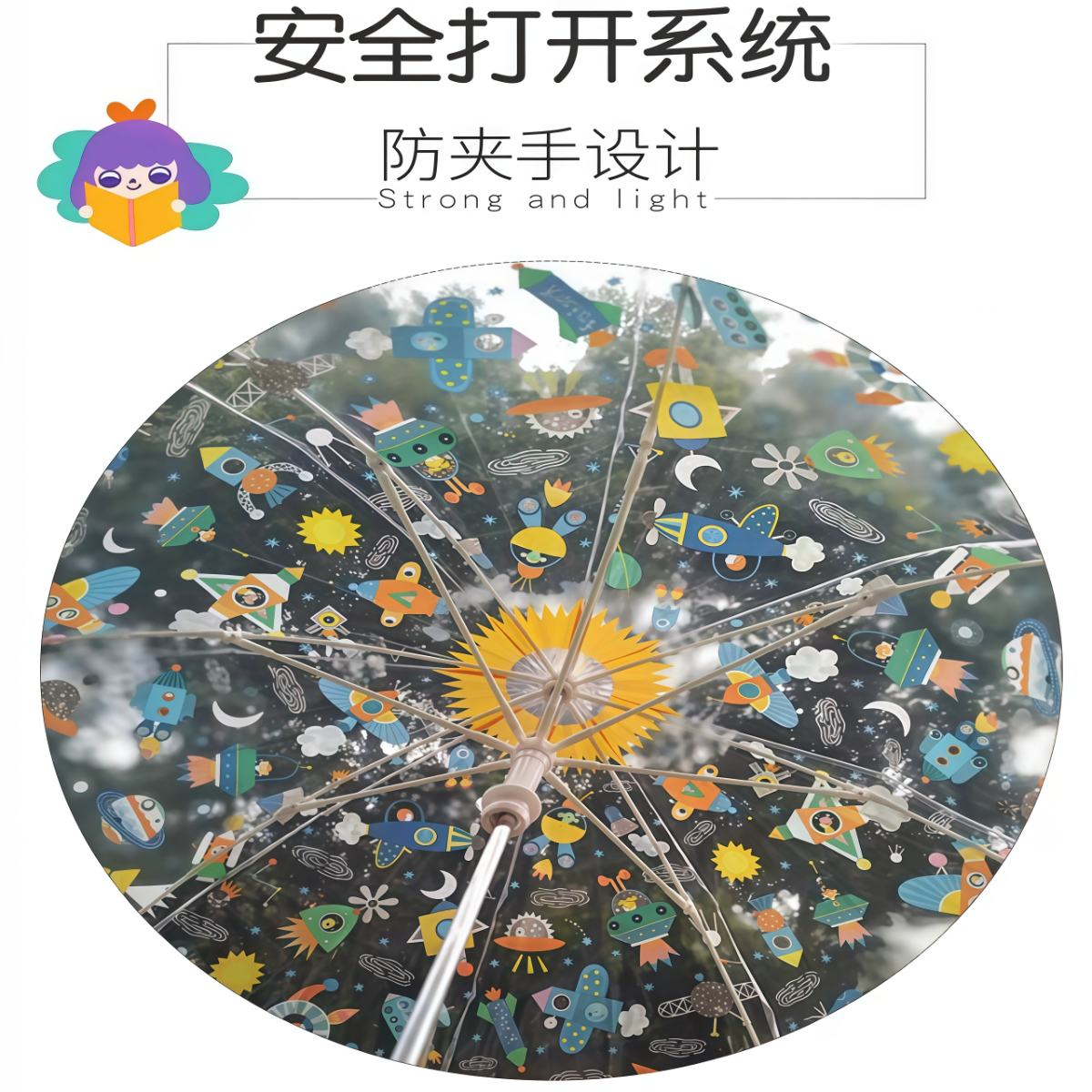 武汉雨具网·儿童雨伞透明女孩小学生幼儿园宝宝可爱轻便安全长柄伞2-8岁·产品图6