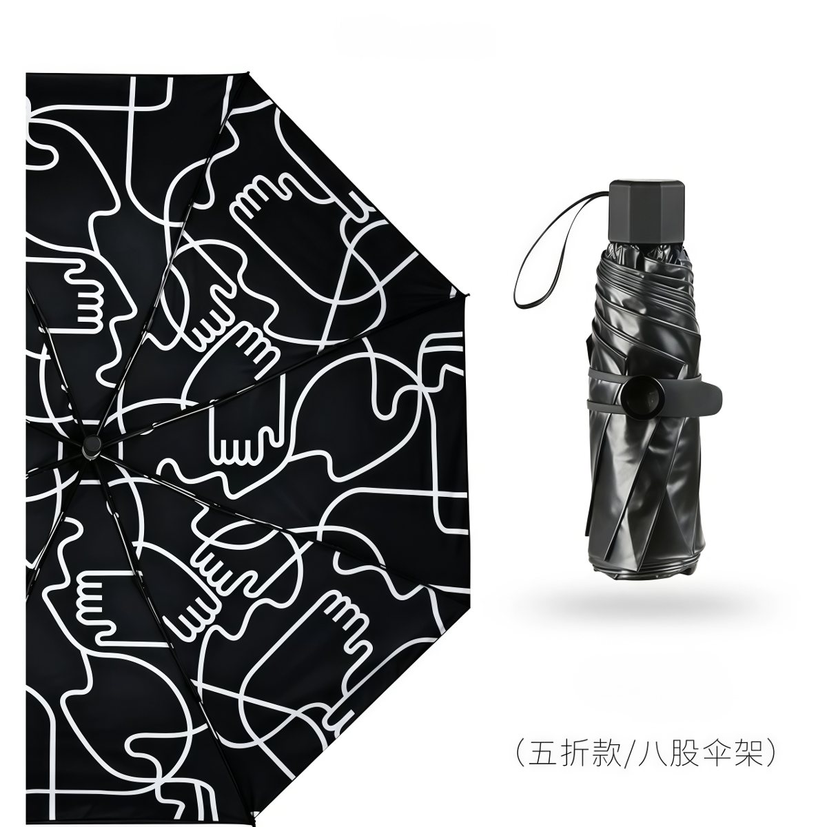 武汉雨具网·全自动晴雨伞遮阳防晒伞防紫外线两用创意五折叠黑胶太阳伞女·产品图4