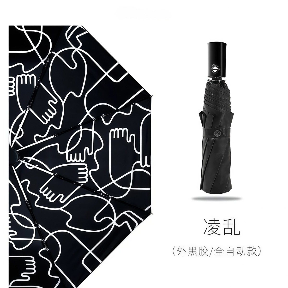 武汉雨具网·全自动晴雨伞遮阳防晒伞防紫外线两用创意五折叠黑胶太阳伞女·产品图5
