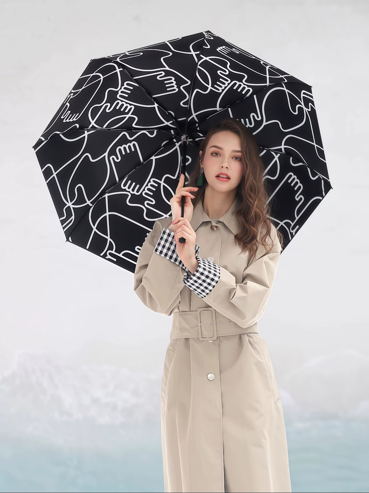全自动晴雨伞遮阳防晒伞防紫外线两用创意五折叠黑胶太阳伞女 - 详情图