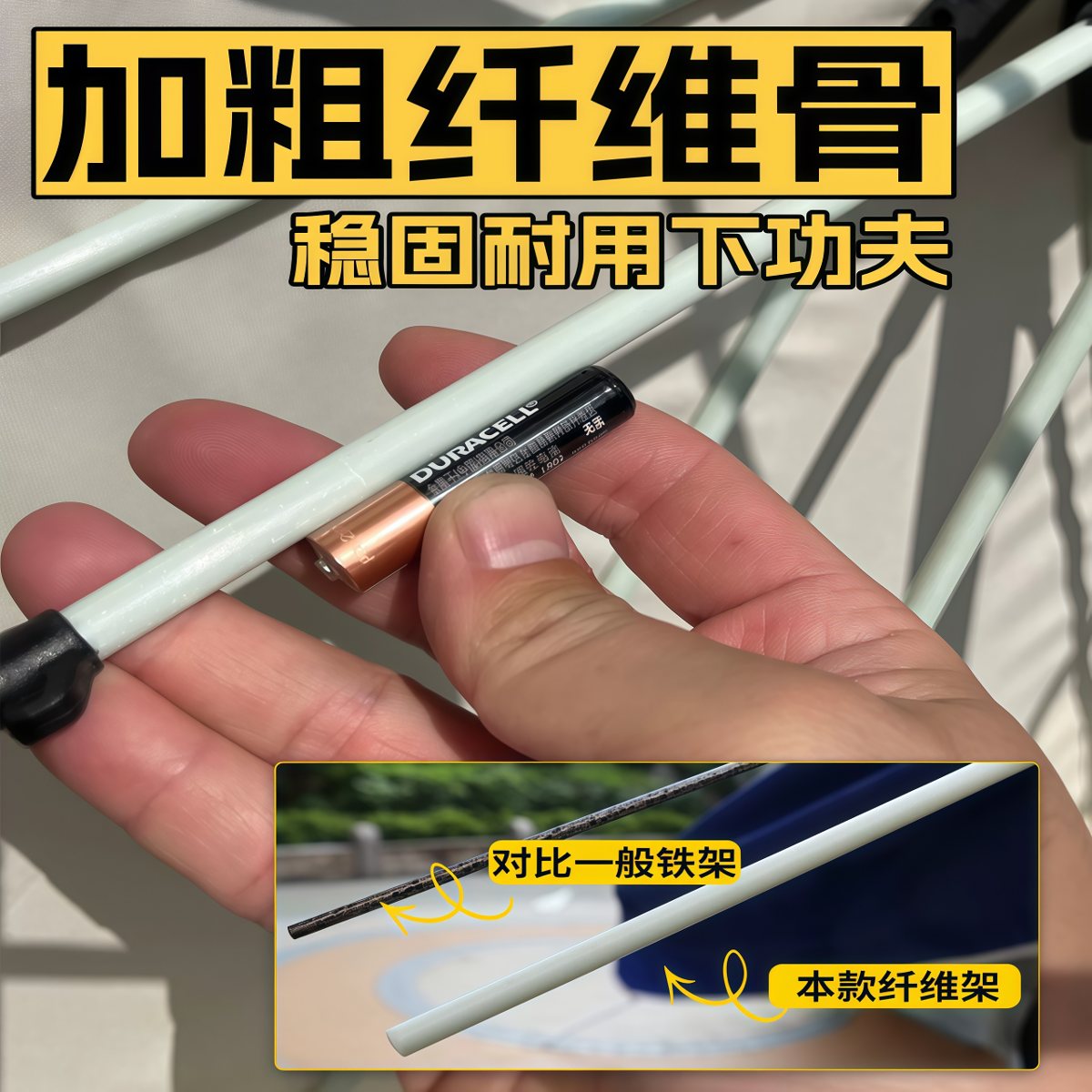 武汉雨具网·新品【强韧纤维骨】卡其太阳伞户外广告摆摊露营沙滩折叠遮阳大伞·产品图3